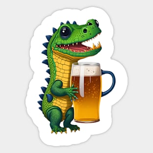 Cute Baby Croc With A Beer Mug Sticker